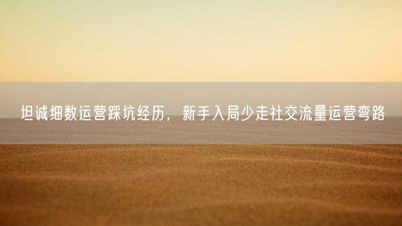坦诚细数运营踩坑经历,新手入局少走社交流量运营弯路