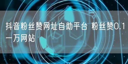 抖音粉丝赞网址自助平台 粉丝赞0.1一万网站