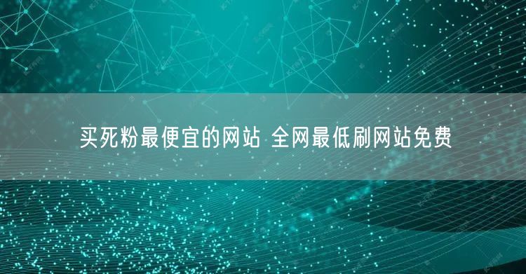 买死粉最便宜的网站 全网最低刷网站免费