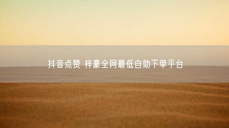抖音点赞 梓豪全网最低自助下单平台