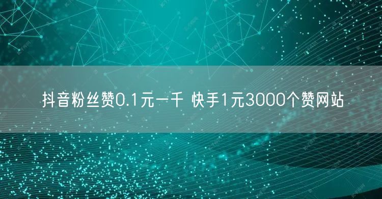 抖音粉丝赞0.1元一千 快手1元3000个赞网站